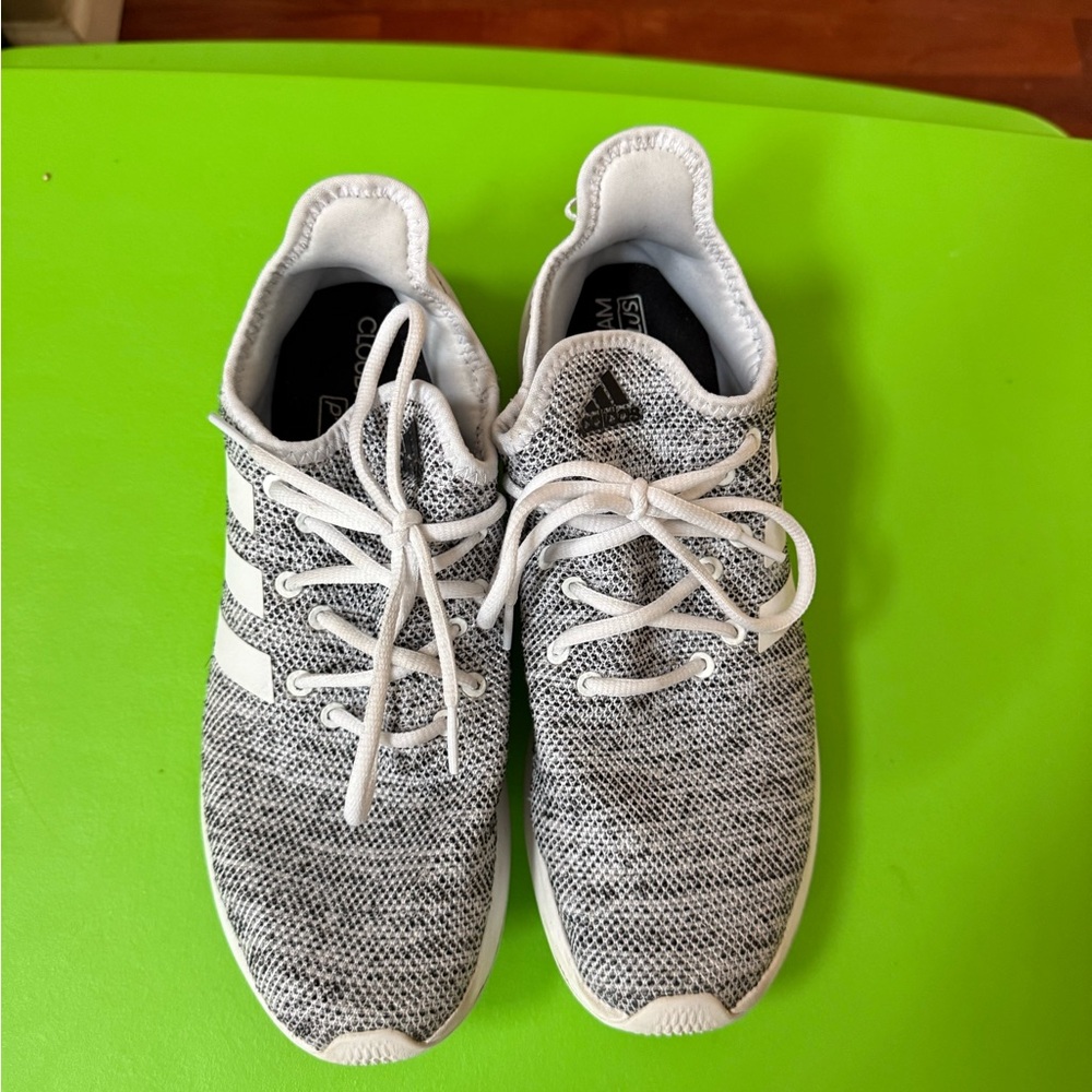 adidas Gray and White Knit Athletic Sneakers